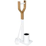 Libaro WC-Garnitur - TRIEST - Stand Toilettengarnitur - WC-Bürste in weiß - Papierrollenhalter aus Holz - Toilettenbürste - mit Kunststoffeinsatz