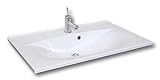 FACKELMANN Waschbecken CAPRI / Waschtisch aus Gussmarmor / Maße (B x H x T): ca. 80 x 14,5 x 50 cm / Einbauwaschbecken / hochwertiges Becken fürs Badezimmer und WC / Farbe: Weiß / Breite: 80 cm