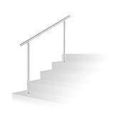 Jiubiaz Geländer Edelstahl Handlauf für Treppen Brüstung Balkon mit 0 Querstreben (120cm, 0 Querstreben)