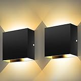 Wandleuchte Innen, LED Wandleuchte Wandlampe,3000K Warmweiß LED Wandbeleuchtung, Moderne Wandlampen Wand Beleuchtung Badlampe für Schlafzimmer Badezimmer Treppenhaus 12W (Schwarz 2)