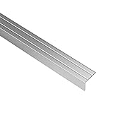 Gedotec Treppen-Kantenprofil selbstklebend | 1 Stück - Stufen-Kantenprofil Aluminium silber | 2000 mm | Bodenprofil ungelocht zum Kleben | Winkel-Schutzprofil 25 x 20 mm | Alu-Winkelprofil mit Rillen