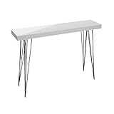 Versa White Dallas Schmales Möbelstück für den Eingangsbereich oder Flur, Moderner Konsolentisch, Maßnahmen (H x L x B) 80 x 25 x 110 cm, Holz und Metall, Farbe: Weiß