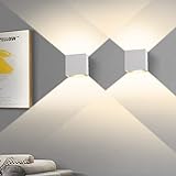 2 Stücke LED Wandleuchte, OOWOLF 6W Up Down Indoor Wandleuchte Moderne Aluminium Wandleuchte Leuchten für Wohnzimmer Schlafzimmer Badezimmer Küche Esszimmer, warmes Weiß
