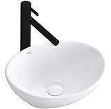 VBChome Waschbecken Kleine 34 x 27 x 13 cm Mini Keramik Weiß Oval Waschtisch Handwaschbecken Aufsatzwaschbecken Waschschale Gäste WC