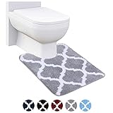Homaxy rutschfeste WC-Vorleger Waschbar WC Teppich Klovorleger mit Ausschnitt Weiche Hochflor Toiletten Vorleger- 50 x 60, Grau