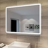SONNI Badspiegel mit Beleuchtung 80 x 60 cm Wandspiegel Spiegel mit Beleuchtung Badezimmerspiegel kaltweiß IP44 Badezimmer Bad Spiegel