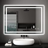 Led Badspiegel mit Beleuchtung Dripex Badezimmer Spiegel mit Touch-Schalter, Dimmbar, 3 Lichtfarbe Einstellbare Badezimmerspiegel mit Beleuchtung, Beschlagfrei 50x70 cm