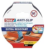 tesa Anti-Rutschband - Rutschfestes Klebeband für innen und außen - Für Treppen, Leitern und glatte Böden - Schwarz - 5 m x 25 mm