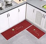 Küche Matten-Tür-Eingang Badezimmer-Tür-Anti-Skid-Öl-Proof Absorbent Startseite Lange Schlafzimmer Wohnzimmer Fußmatte Bodenmatte Teppich,Rot,40X60+40X120cm